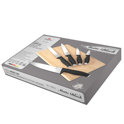 Sada černých nožů Berlinger Haus s bambusovou krájecí deskou