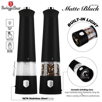 Berlinger Hause Elektrický Mlýnek na Sůl a Pepř Černý